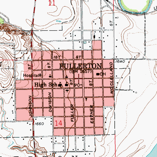 Topographic Map of Fullerton, NE