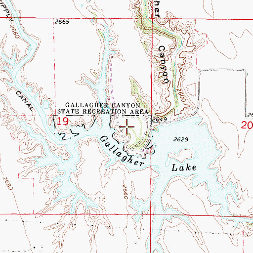 Topographic Map of Gallagher Canyon State Recreation Area, NE