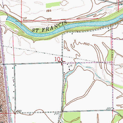 Topographic Map of Riverside, AR