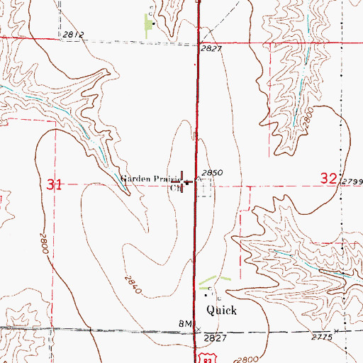 Topographic Map of Garden Prairie Church, NE