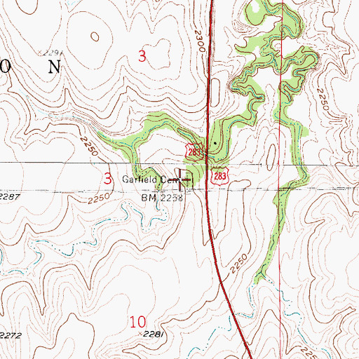 Topographic Map of Garfield Cemetery, NE