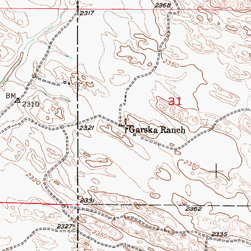Topographic Map of Garska Ranch, NE