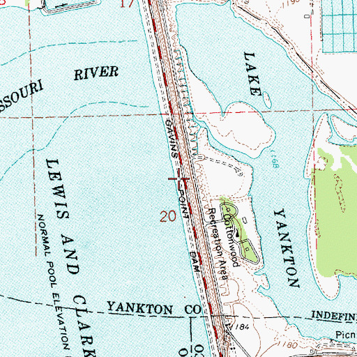 Topographic Map of Gavins Point Dam, SD