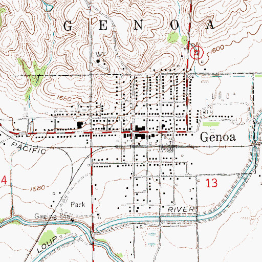Topographic Map of Genoa, NE