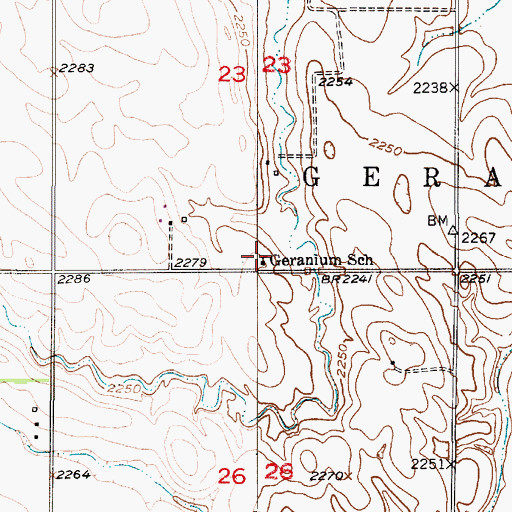 Topographic Map of Geranium School, NE