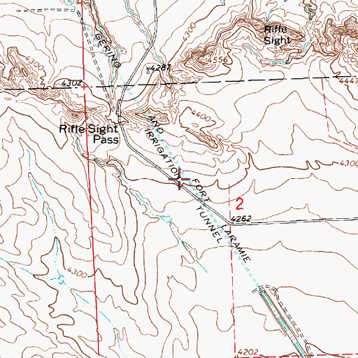 Topographic Map of Gering and Fort Laramie Irrigation Tunnel, NE