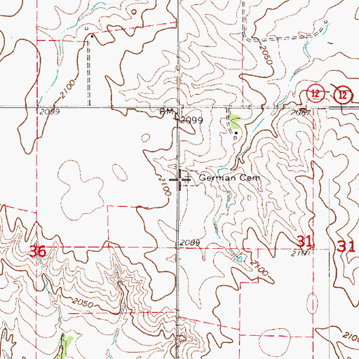 Topographic Map of German Cemetery, NE