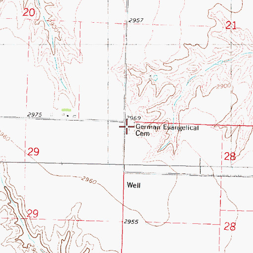 Topographic Map of German Evangelical Cemetery, NE