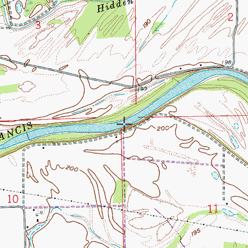 Topographic Map of Sassafrass Bend, AR