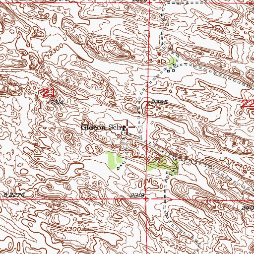 Topographic Map of Gideon School, NE