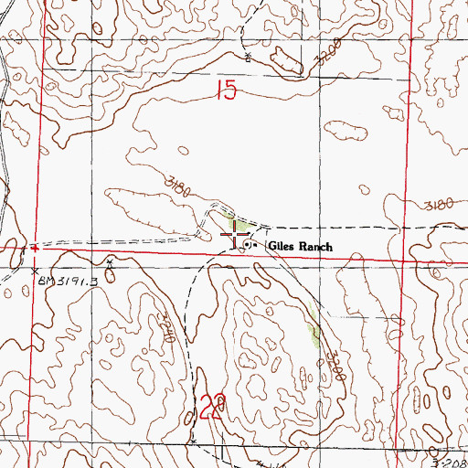 Topographic Map of Giles Ranch, NE