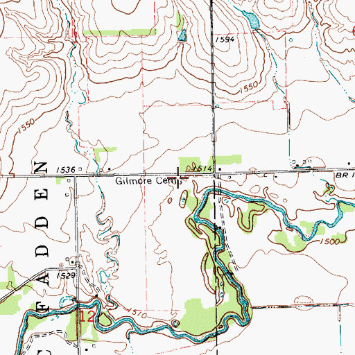 Topographic Map of Gilmore Cemetery, NE