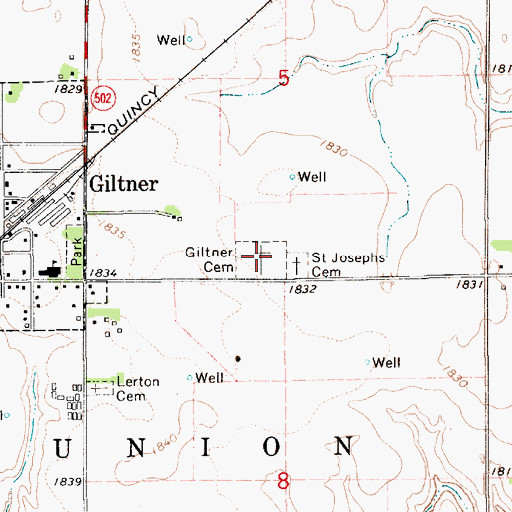 Topographic Map of Giltner Cemetery, NE