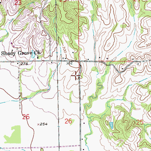 Topographic Map of Shady Grove School (historical), AR