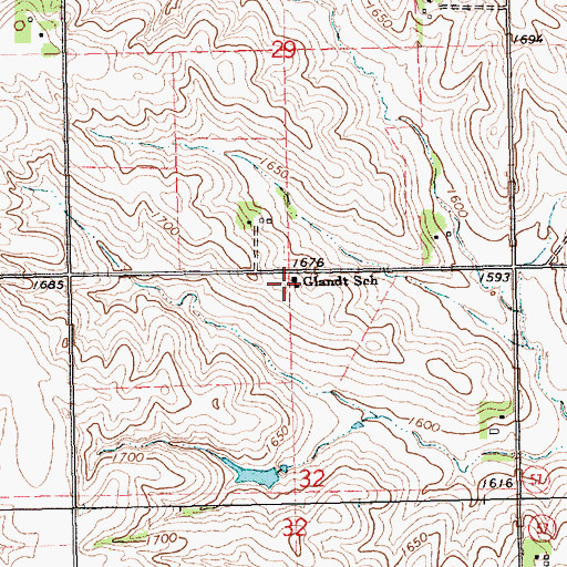Topographic Map of Glandt School (historical), NE