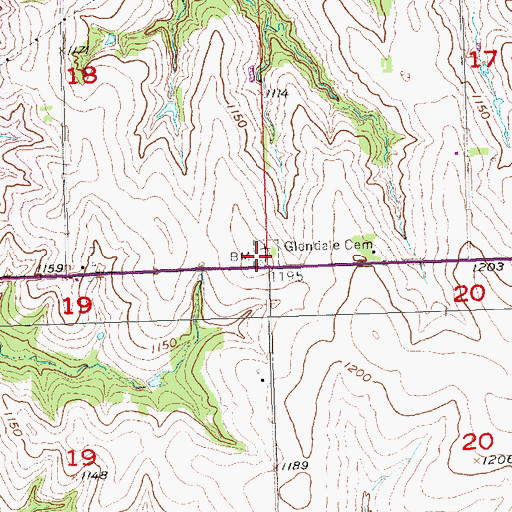 Topographic Map of Glendale Cemetery, NE