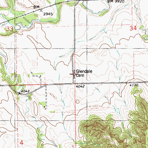 Topographic Map of Glendale Cemetery, NE