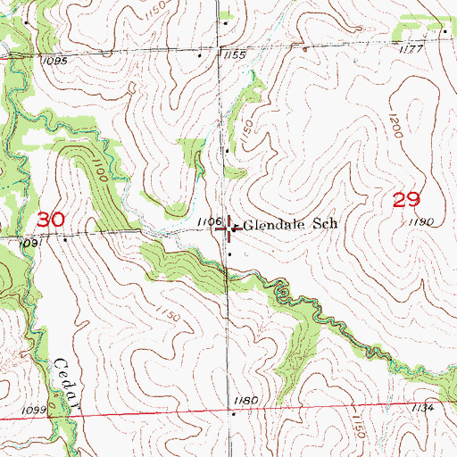 Topographic Map of Glendale School (historical), NE