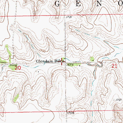 Topographic Map of Glendale School (historical), NE