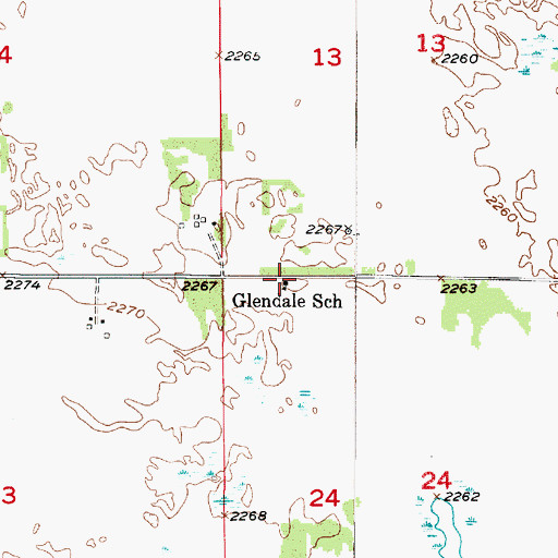 Topographic Map of Glendale School, NE