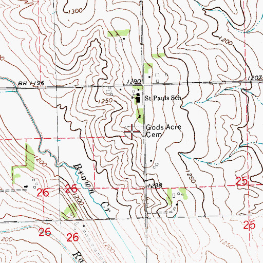 Topographic Map of Gods Acre Cemetery, NE