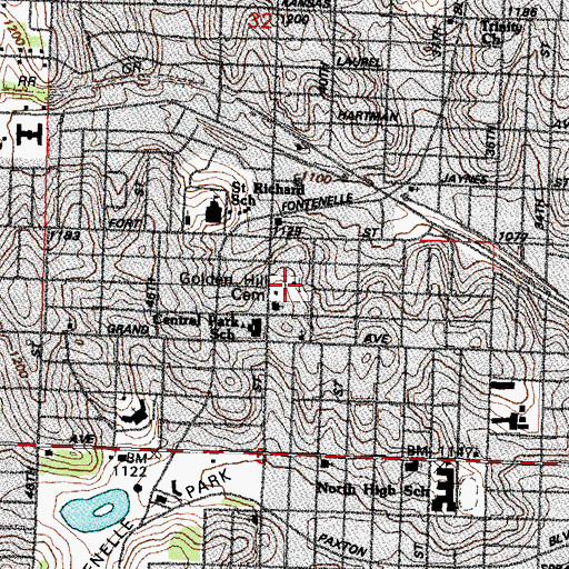Topographic Map of Golden Hill Cemetery, NE