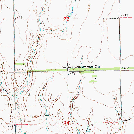 Topographic Map of Goldhammer Cemetery, NE