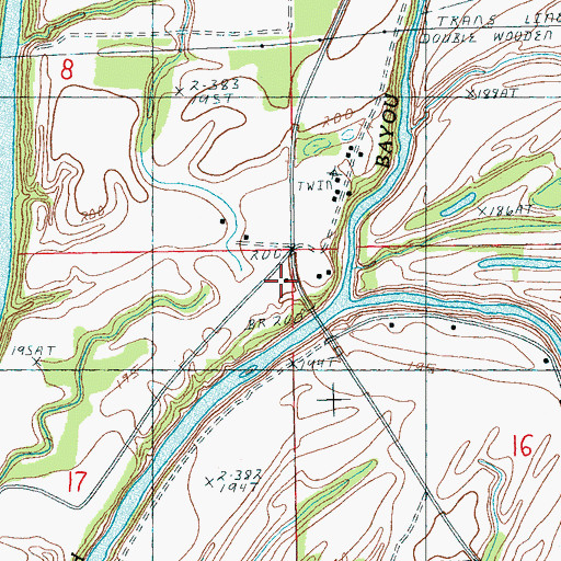 Topographic Map of Twin Bridge School (historical), AR