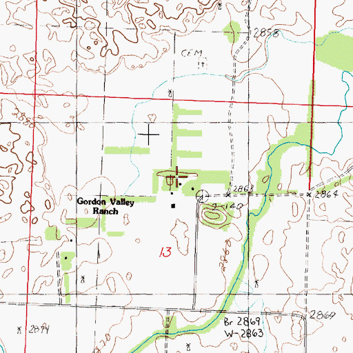Topographic Map of Gordon Valley Ranch, NE