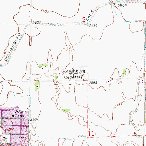 Topographic Map of Gothenburg Cemetery, NE