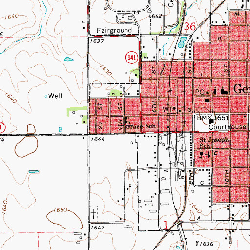 Topographic Map of Grace Lutheran Elementary School, NE