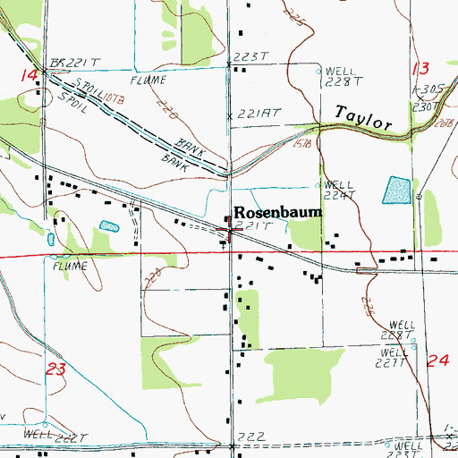 Topographic Map of Rosenbaum, AR