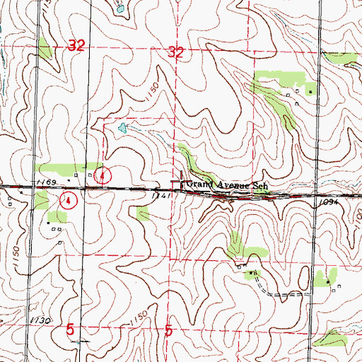 Topographic Map of Grand Avenue School, NE