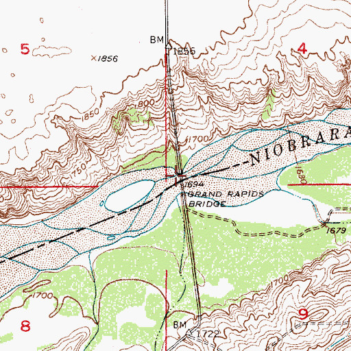 Topographic Map of Grand Rapids Bridge, NE