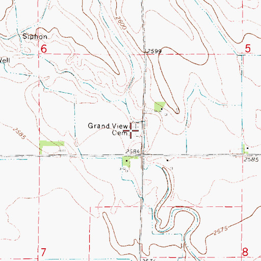 Topographic Map of Grand View Cemetery, NE