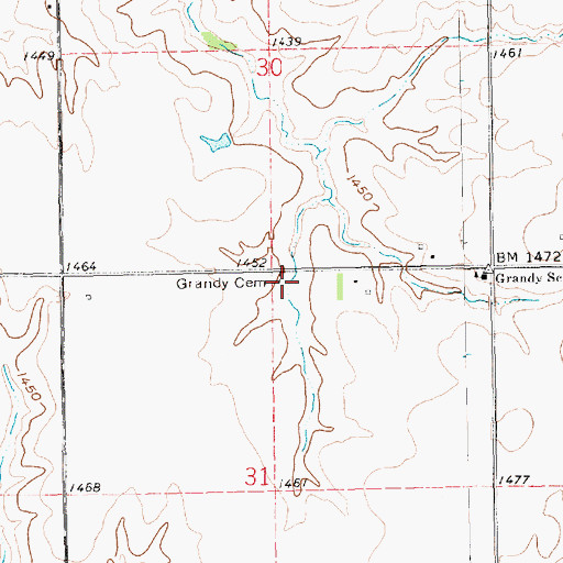 Topographic Map of Grandy Cemetery, NE