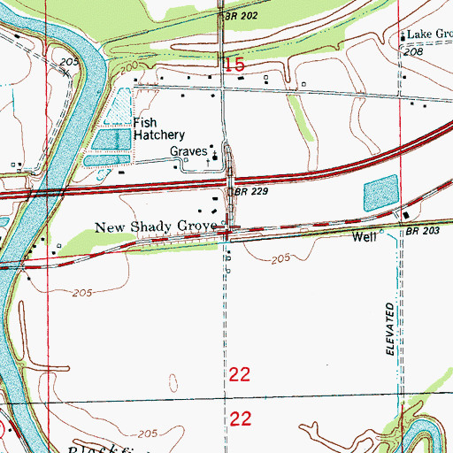 Topographic Map of New Shady Grove, AR