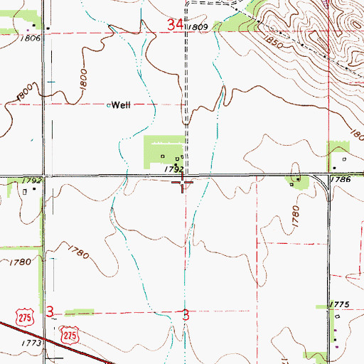 Topographic Map of Grecian Bend School, NE