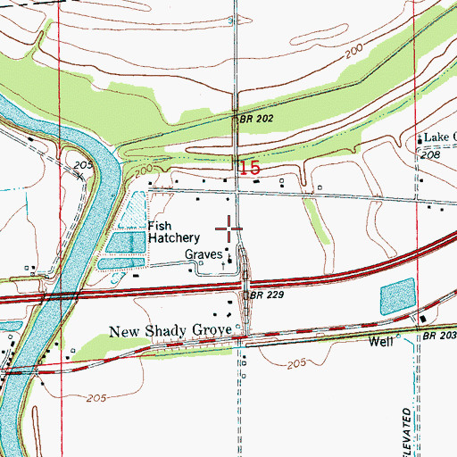 Topographic Map of New Shady Grove School (historical), AR