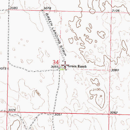 Topographic Map of Green Ranch, NE