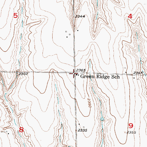 Topographic Map of Green Ridge School, NE