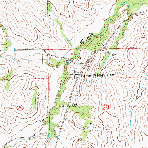 Topographic Map of Green Valley Cemetery, NE