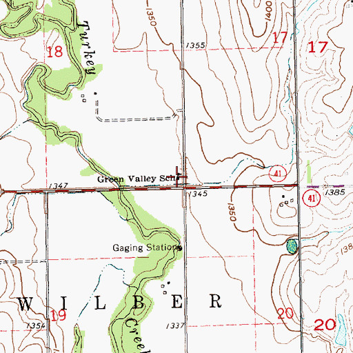 Topographic Map of Green Valley School, NE