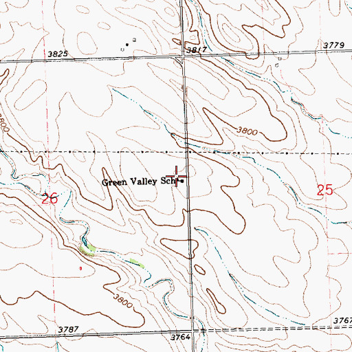 Topographic Map of Green Valley School, NE