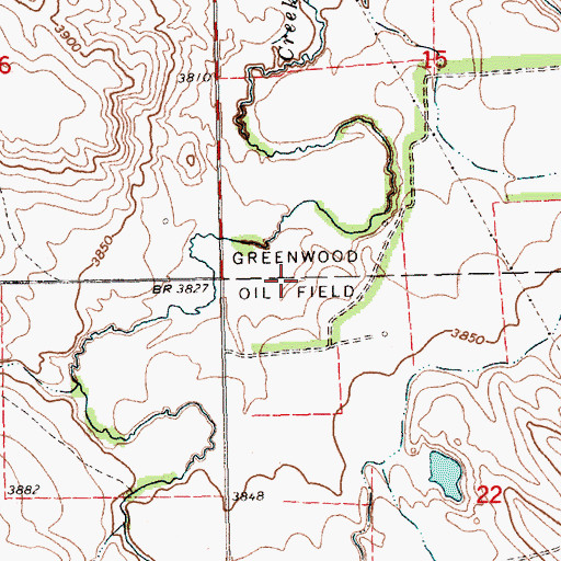Topographic Map of Greenwood Oil Field, NE