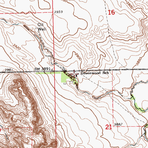 Topographic Map of Greenwood School, NE