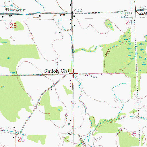 Topographic Map of Shiloh, AR