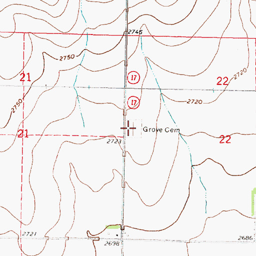 Topographic Map of Grove Cemetery, NE