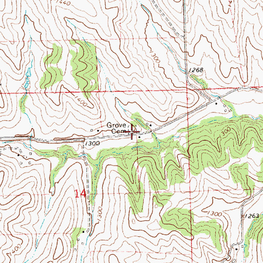 Topographic Map of Grove Cemetery, NE