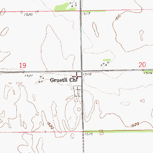 Topographic Map of Gruetli Church, NE